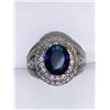 Image 2 : Blue Sapphire 1.2 Carat Oval Cut Ladies Silver Dress Ring size 7