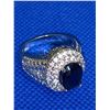 Image 3 : Blue Sapphire 1.2 Carat Oval Cut Ladies Silver Dress Ring size 7