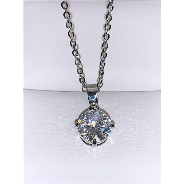 Single Simple 1.0 carat Solitaire Pendant & Chain Set Silver