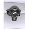 Image 1 : Gents Etched SIlver Skull Biker Ring size 10