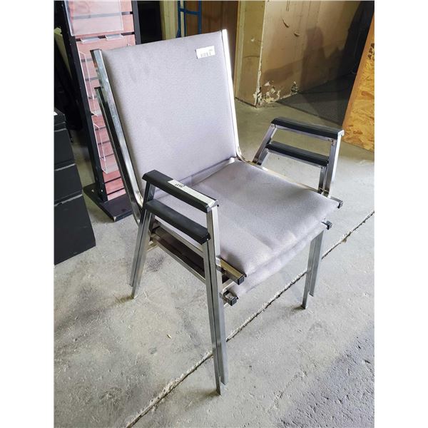 Lot of 2 Office Chairs, Metal with fabric seat.