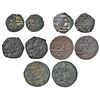 Thakurs of Bhavnagar, Mughal coinage copper coins (5), 2x trambiyo, 1x dokdo, and 2x dhinglo