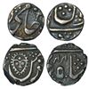 Princely State, silver 1/8 rupee (2), 1x Gwalior, 1.38g & 1x Indore, sun face type, AH (1)244, 1.36g