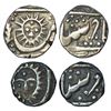 Image 1 : Indore, silver ¼ rupee, 2.76g and 1/8 rupee, 1.35g, Malharnagar mint, sun face type, KM 72 & 71.