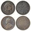 Image 1 : Sailana, Jaswant Singh (1890-1919 AD), copper ¼ anna (2), 1x 1908, 4.45g and 1x 1912, 4.53g.