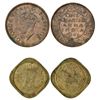 George VI (2), copper ¼ anna, 1941, Bombay mint & brass 2 annas, 1944, Lahore mint. (2 coins)