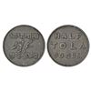 Calcutta mint, copper ½ tola token, 5.80g. Obv: Value in Devanagari, Urdu and Bengali.