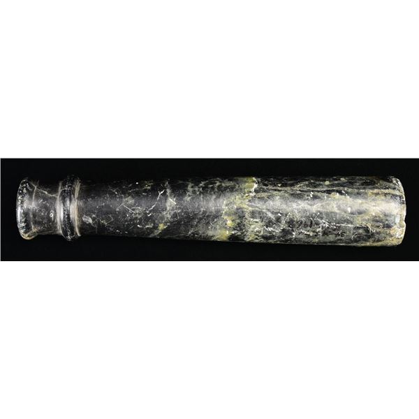 AMERICAN INDIAN JADEITE TUBE PIPE.