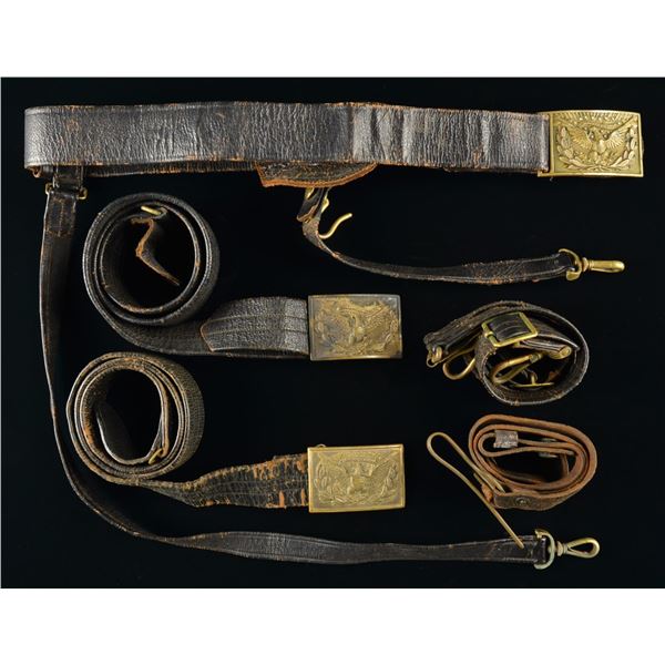 THREE INDIAN WAR EAGLE SWORD BELTS.