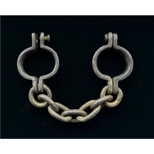 WROUGHT IRON SLAVE SHACKLES.