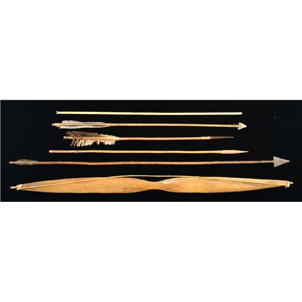 NORTHWEST STYLE DECORATED INDIAN BOW WITH  ARROWS.