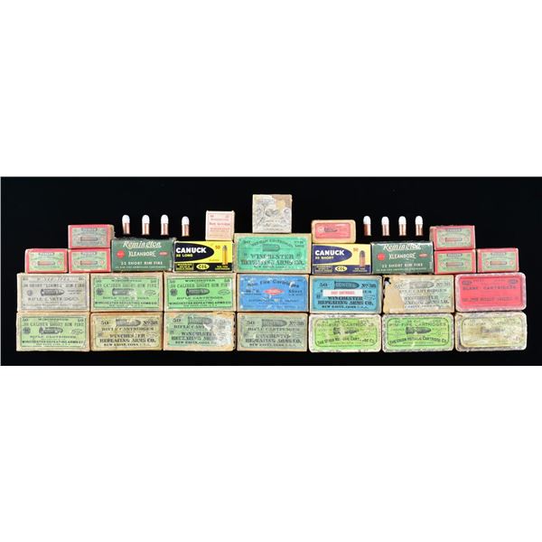 GROUP OF SCARCE & COLLECTIBLE RIMFIRE AMMUNITION.