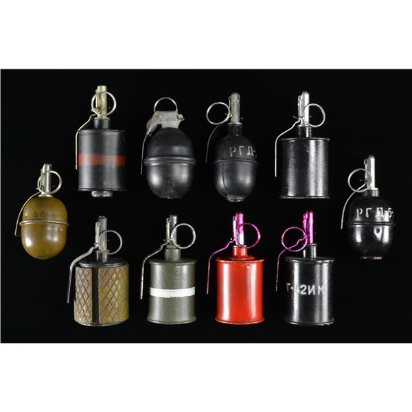 10 INERT / PRACTICE SOVIET PATTERN GRENADES.