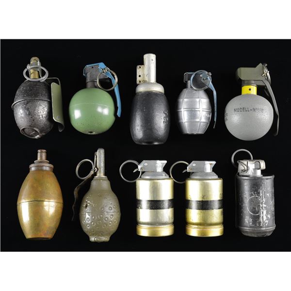 10 INERT / PRACTICE EUROPEAN HAND GRENADES.