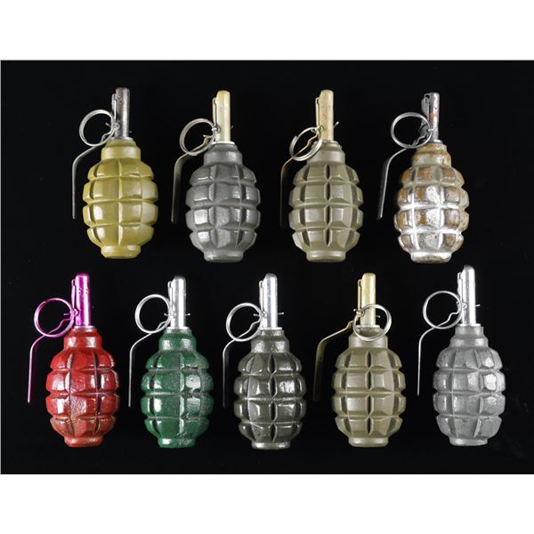 9 INERT COLD WAR BULGARIAN F1 GRENADES.