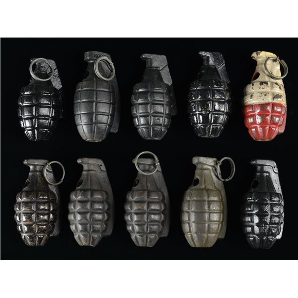 10 DUMMY US WWI & WWII GRENADES.