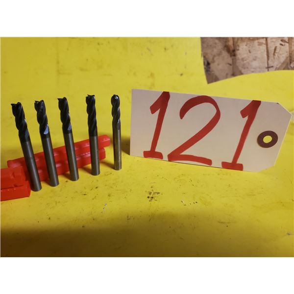 Lot (5) of Carbide End Mill 1/4" 4fl. Coated
