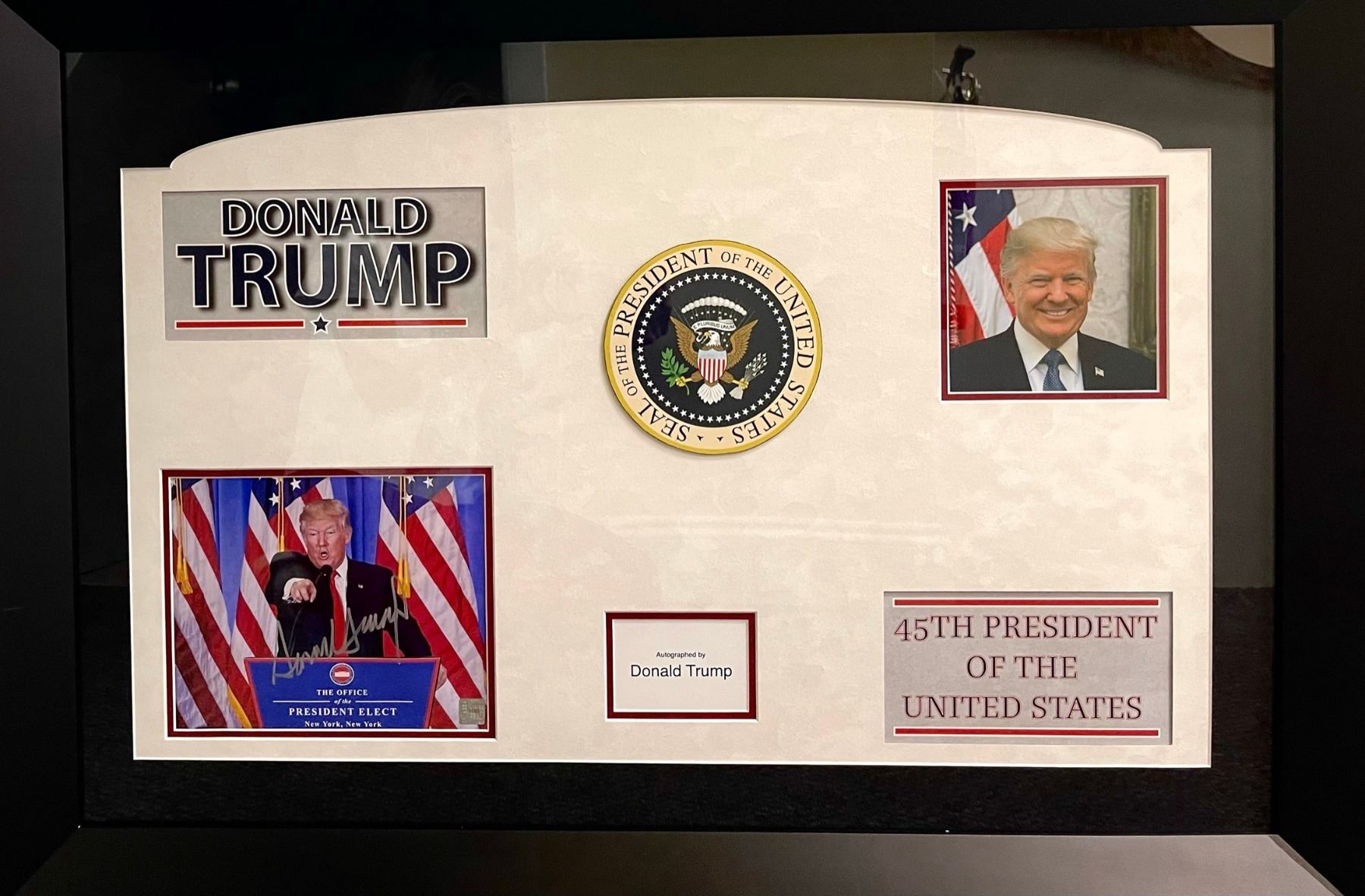 Signed Donald Trump 45th President in Shadowbox Frame