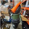 Image 1 : 4 GARBAGE CANS WITH LIDS AND 4 TRAFFIC CONES