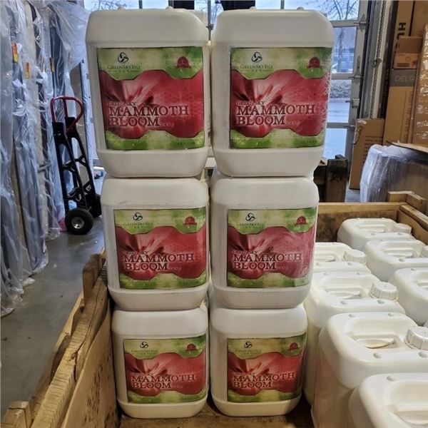 6 NEW JUGS OF GREEN SKY -  MAMMOTH BLOOM LIQUID FERTILIZER SOIL BOOSTER 10 LITERS EACH