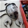 Image 2 : BIN OF TOOLS WITH 2 SUCTION HANDLES AND FACE MASK RESPIRATOR