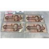 Image 1 : 4 CANADIAN 2 DOLLAR BILLS 1986 - LAST ISSUE OF BILL