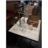 Image 1 : CAST IRON CANDLE HOLDER, TOWEL HOLDER, DECANTER