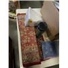 Image 2 : BOX OF AMAZON OVERSTOCK ITEMS AND FRIGNED CARPET RUNNER