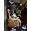 Image 8 : JEWELRY BOX, GIBSONS CHINA CREAMER, HAND PAINTED TABLE LAMP, COMPANION SET, RADIO AND ART GLASS