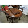 Image 2 : ANTIQUE WOOD DINING TABLE WITH 4 CARVED CHAIRS
