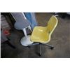 Image 1 : WHITE GREY GAS LIFT STOOL AND YELLOW ROLLING CHAIR