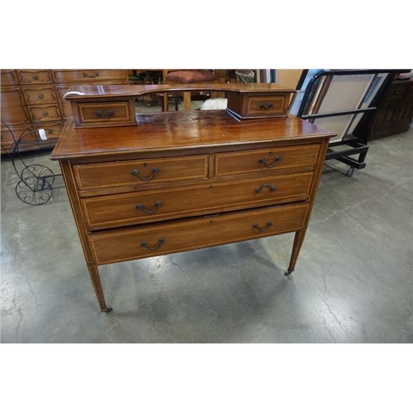 VINTAGE WALNUT DRESSER WITH TEAK INLAY