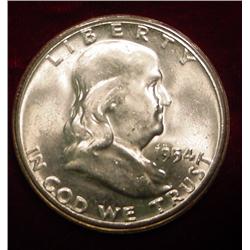 1954 P Franklin Half Dollar. Brilliant Unc.