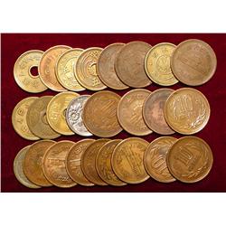 (25) Old Japanese Bronze or Copper Coins