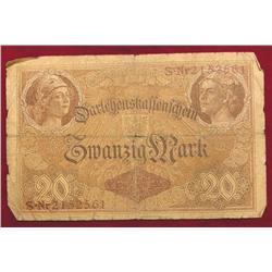 German 1914 Twenty Mark Note. Circ.