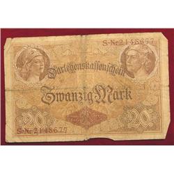 German 1914 Twenty Mark Note. Circ.