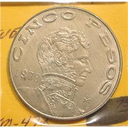 1978 Mexico Five Pesos. BU. KM-472