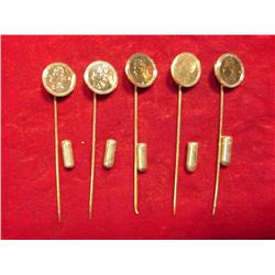 (5) Antique Pattern Gold Coin Stick Pins.