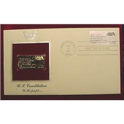 22K Gold U.S. Constitution FDC 1987