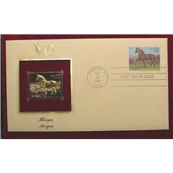 22K Gold Morgan Horses FDC 1985