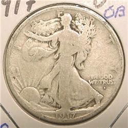 1917 Obv. D Walking Liberty Half Dollar