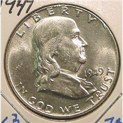 1949 P Franklin Half Dollar. Brilliant Unc.