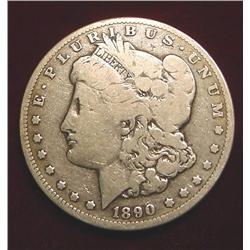 1890 CC Morgan Silver Dollar. VG-8.