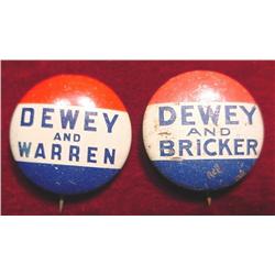 Campaign Pin-backs "Dewey and Bricker"