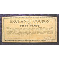 1933 Depression Scrip .50c Earlham, Iowa