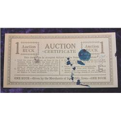 Early Iowa City, Iowa $1 Auction Buck