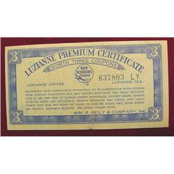 Luzianne Premium Certificate Scrip worth