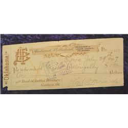 1897 Check from Bank of Indian Territory