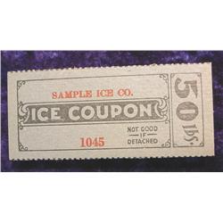 Sample Ice Co. 50 lbs. Ice Coupon.