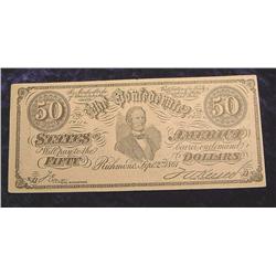 1861 C.S.A. $50 Advertising Note from